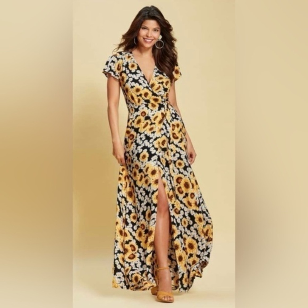 Sunflower and Daisy Maxi Dress, Summer, Floral, Sun Dress XS